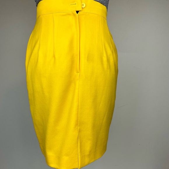 Vintage Lightweight Wool Pencil Skirt Sunny Yellow Devanshire Cream size 10 - Picture 3 of 10